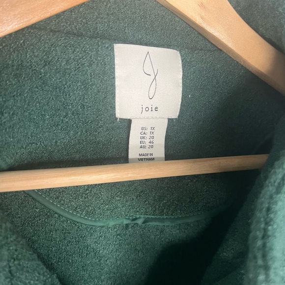 Joie‎ Green Wool Blend Button Front Collared Cropped Green Shacket Size 1X - Picture 4 of 7